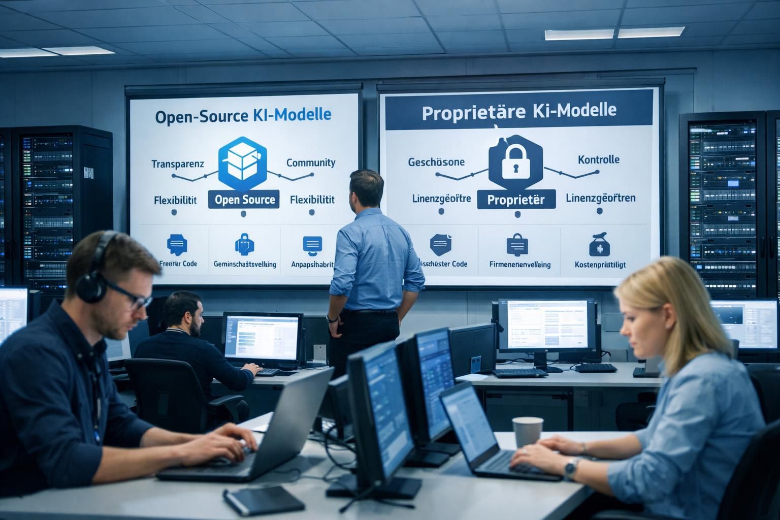 entdecken sie den vergleich zwischen open-source-ki und proprietären modellen: wer führt die innovation und marktbeherrschung in der ki-branche an?